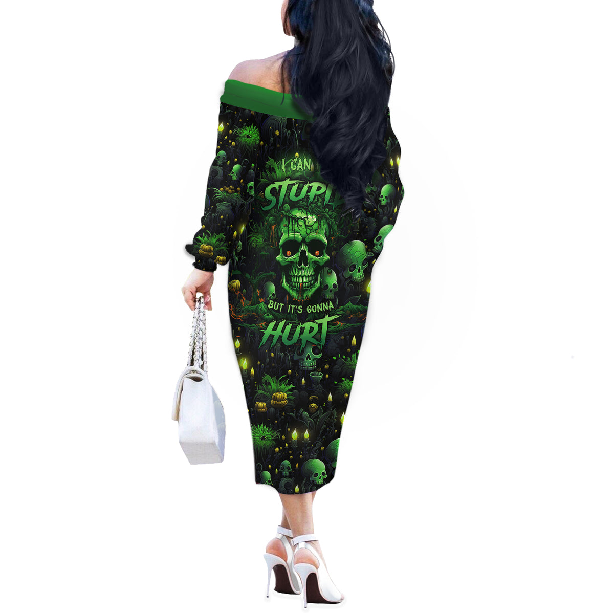 I Can Fix Stupid But Is Gonna Hurt Off The Shoulder Long Sleeve Dress - Wonder Print Shop