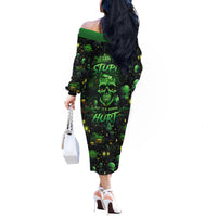I Can Fix Stupid But Is Gonna Hurt Off The Shoulder Long Sleeve Dress - Wonder Print Shop