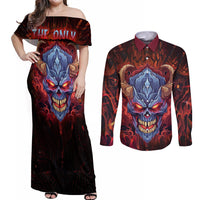 The Only Thing That Can Stop Me Is Me Couples Matching Off Shoulder Maxi Dress and Long Sleeve Button Shirts - Wonder Print Shop