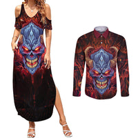The Only Thing That Can Stop Me Is Me Couples Matching Summer Maxi Dress and Long Sleeve Button Shirts - Wonder Print Shop