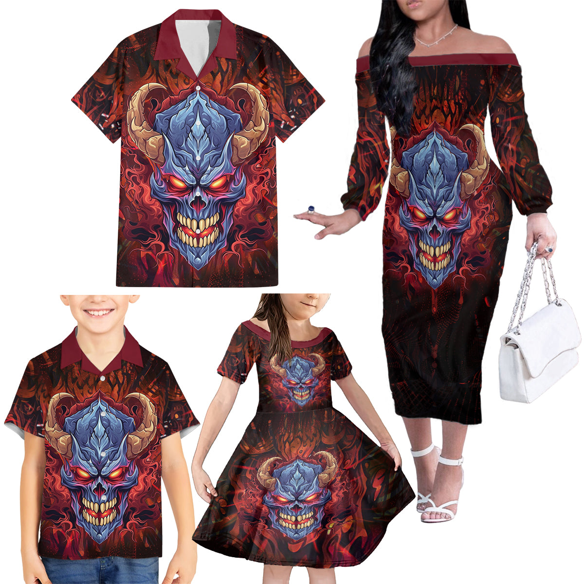 The Only Thing That Can Stop Me Is Me Family Matching Off Shoulder Long Sleeve Dress and Hawaiian Shirt - Wonder Print Shop