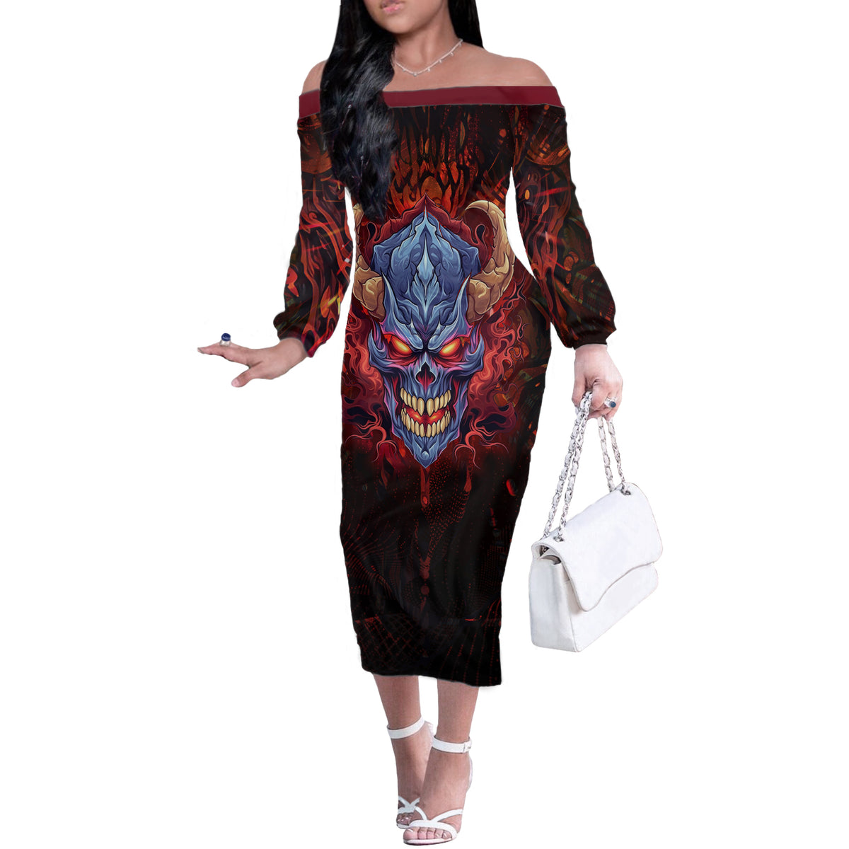 The Only Thing That Can Stop Me Is Me Off The Shoulder Long Sleeve Dress - Wonder Print Shop