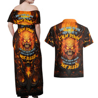 Don't Make Me Mad Couples Matching Off Shoulder Maxi Dress and Hawaiian Shirt - Wonder Print Shop