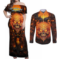 Don't Make Me Mad Couples Matching Off Shoulder Maxi Dress and Long Sleeve Button Shirts - Wonder Print Shop