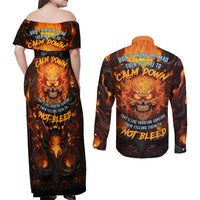 Don't Make Me Mad Couples Matching Off Shoulder Maxi Dress and Long Sleeve Button Shirts - Wonder Print Shop