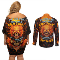 Don't Make Me Mad Couples Matching Off Shoulder Short Dress and Long Sleeve Button Shirts - Wonder Print Shop