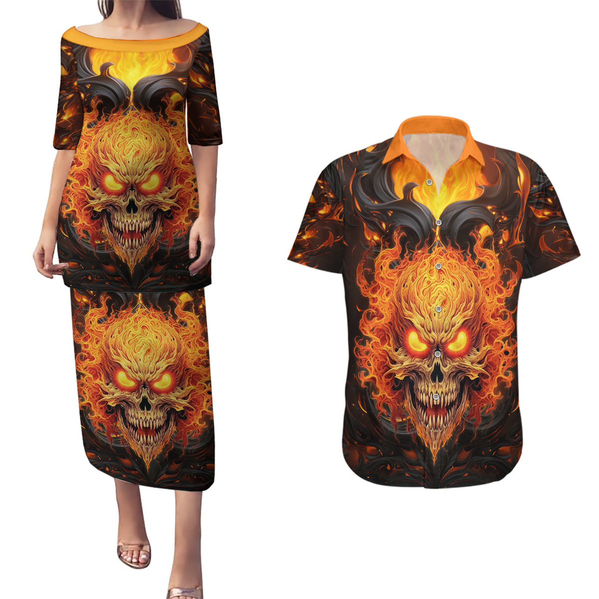 Don't Make Me Mad Couples Matching Puletasi Dress and Hawaiian Shirt - Wonder Print Shop