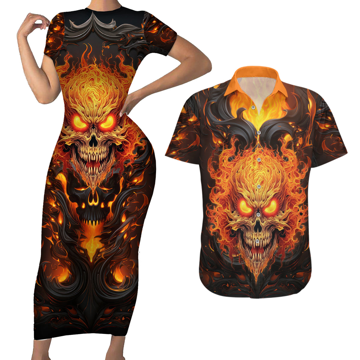 Don't Make Me Mad Couples Matching Short Sleeve Bodycon Dress and Hawaiian Shirt - Wonder Print Shop