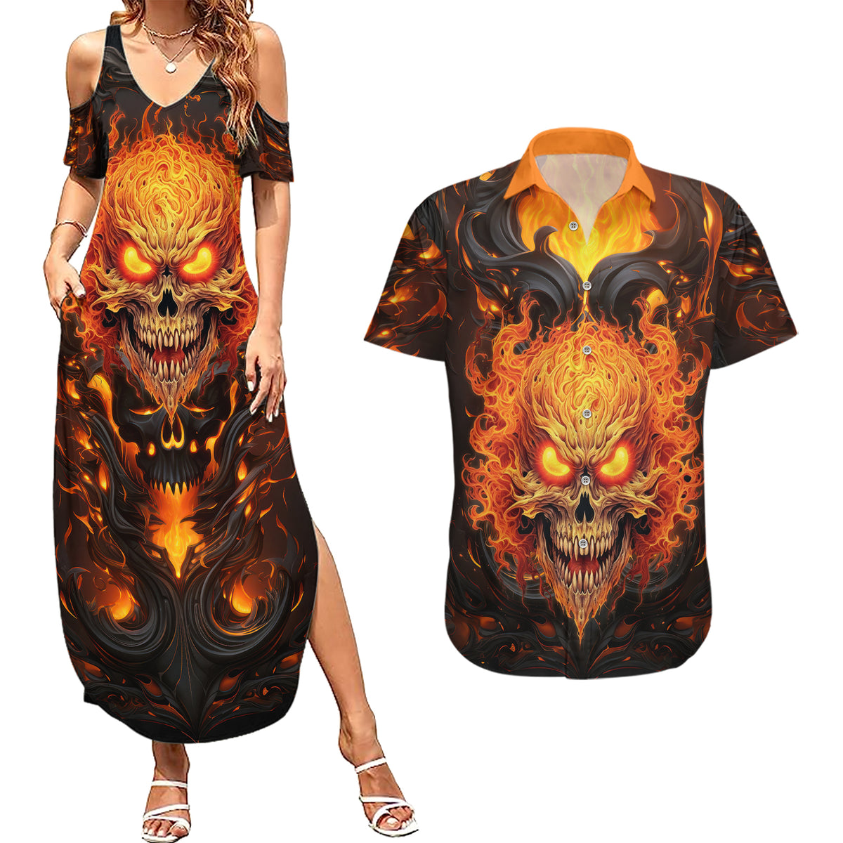 Don't Make Me Mad Couples Matching Summer Maxi Dress and Hawaiian Shirt - Wonder Print Shop