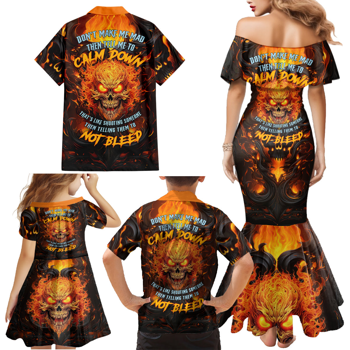 Don't Make Me Mad Family Matching Mermaid Dress and Hawaiian Shirt - Wonder Print Shop