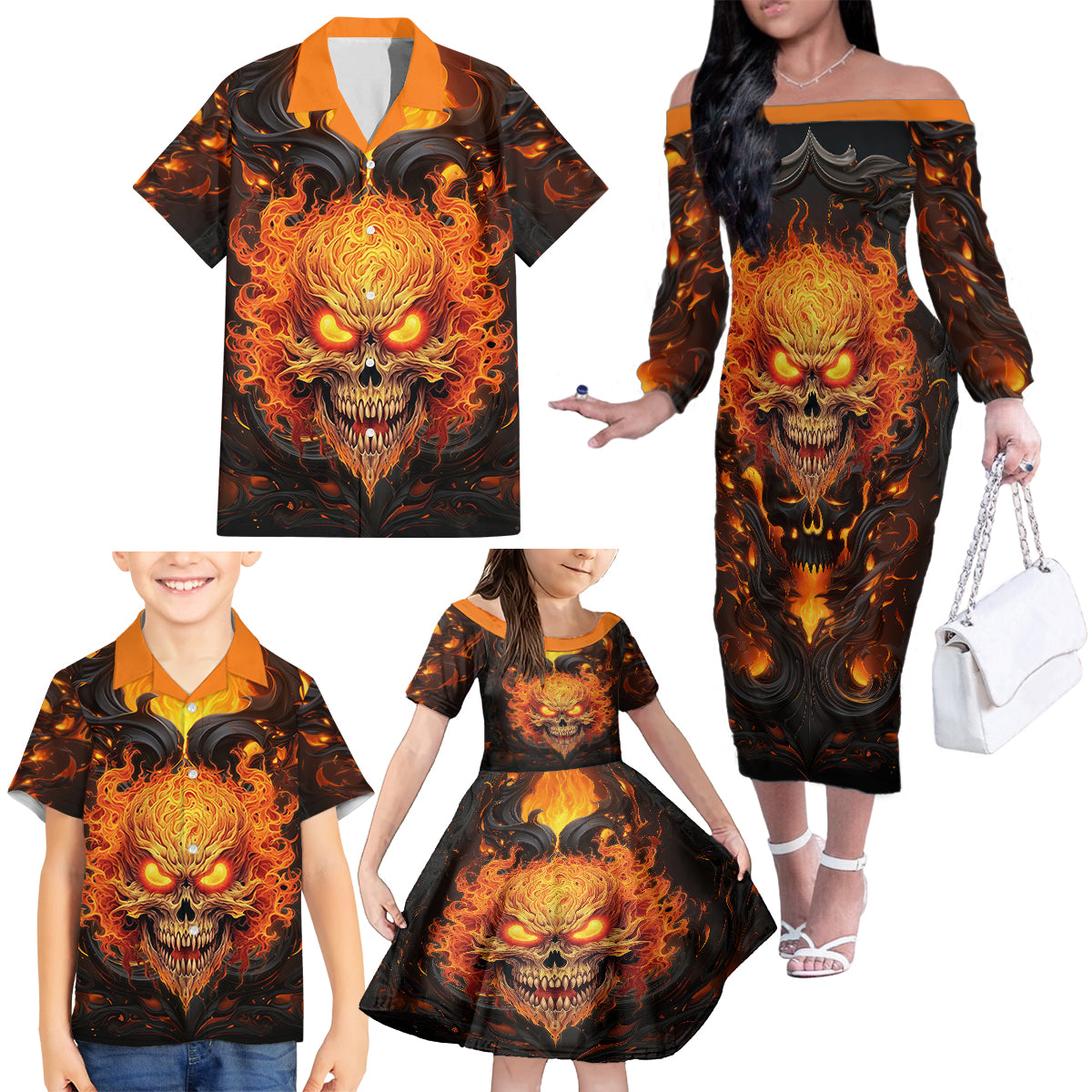 Don't Make Me Mad Family Matching Off Shoulder Long Sleeve Dress and Hawaiian Shirt - Wonder Print Shop