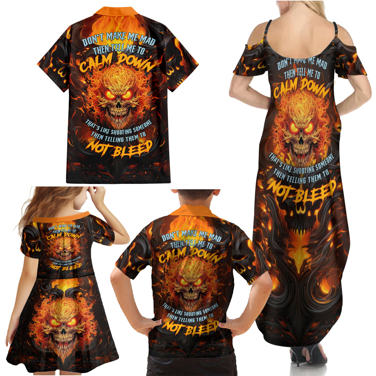 Don't Make Me Mad Family Matching Summer Maxi Dress and Hawaiian Shirt - Wonder Print Shop