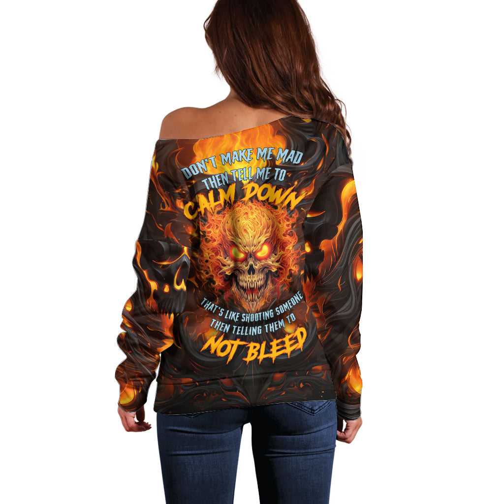 Don't Make Me Mad Off Shoulder Sweater - Wonder Print Shop