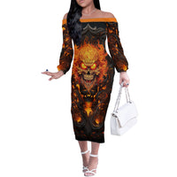 Don't Make Me Mad Off The Shoulder Long Sleeve Dress - Wonder Print Shop