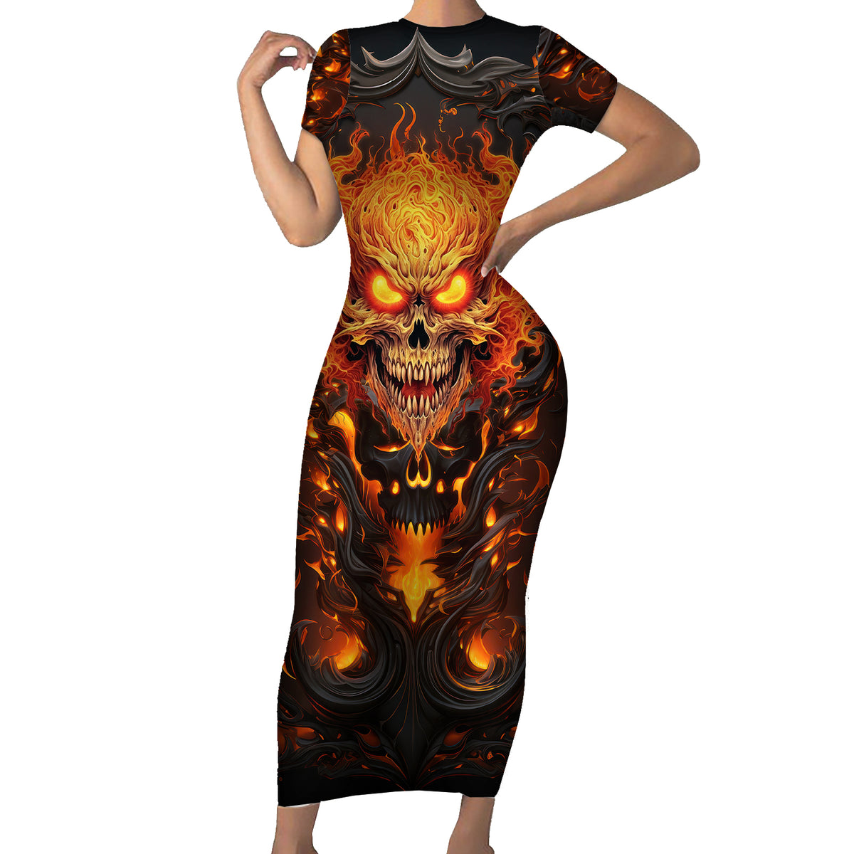 Don't Make Me Mad Short Sleeve Bodycon Dress - Wonder Print Shop