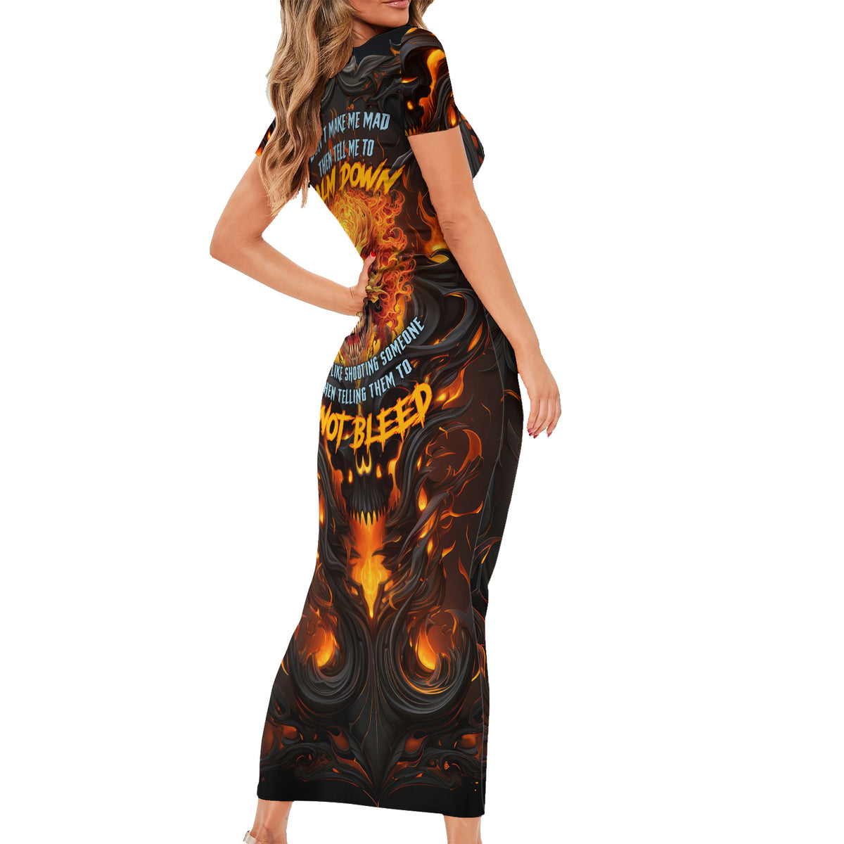 Don't Make Me Mad Short Sleeve Bodycon Dress - Wonder Print Shop