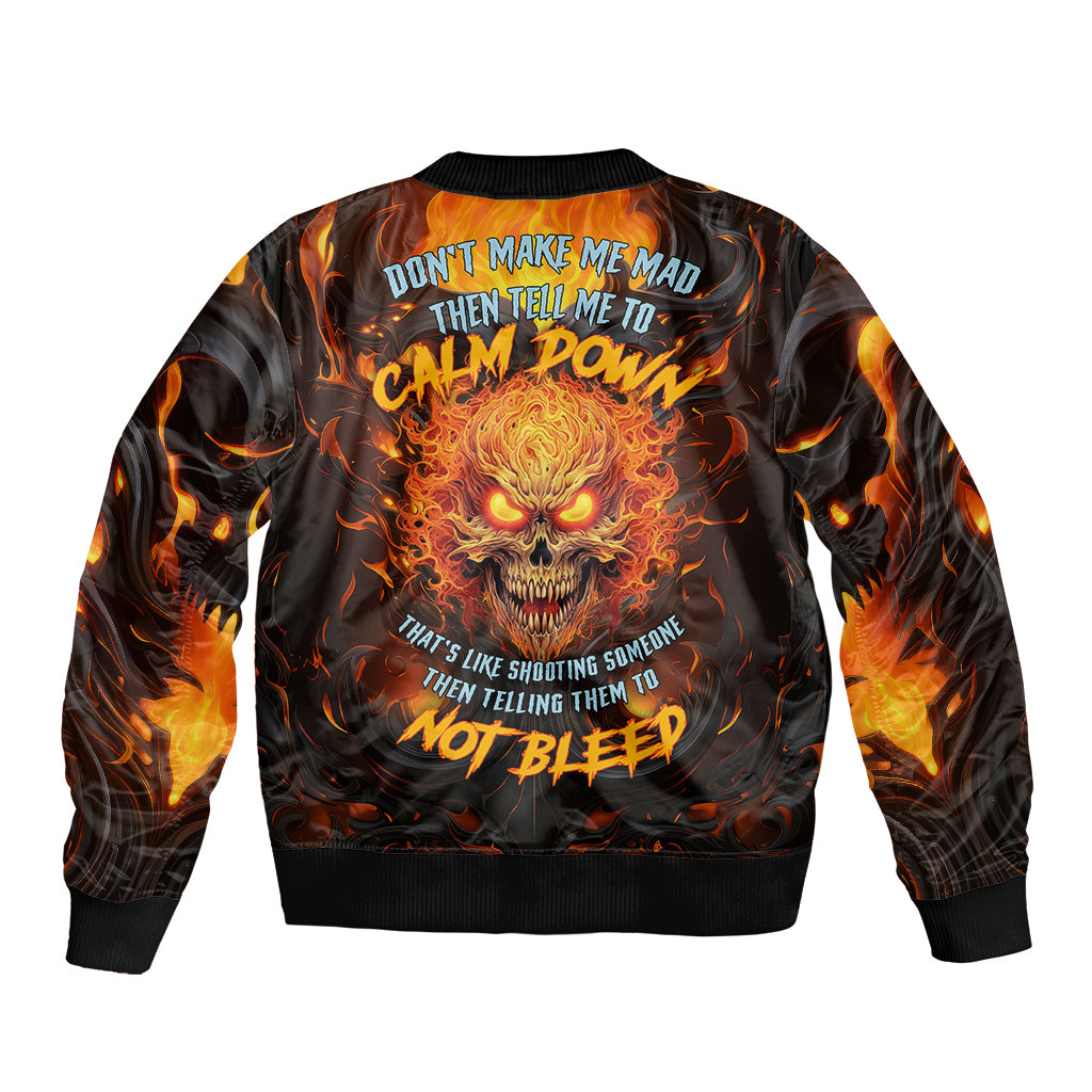 Don't Make Me Mad Sleeve Zip Bomber Jacket - Wonder Print Shop
