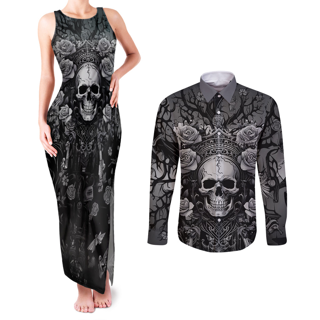 I'm Blunt Because God Rolled Me That Way Couples Matching Tank Maxi Dress and Long Sleeve Button Shirts - Wonder Print Shop