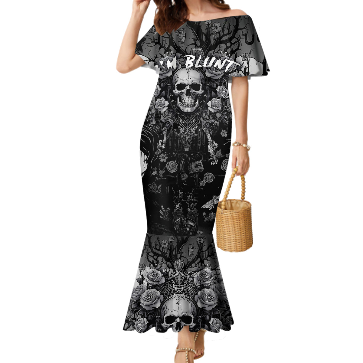 I'm Blunt Because God Rolled Me That Way Family Matching Mermaid Dress and Hawaiian Shirt - Wonder Print Shop