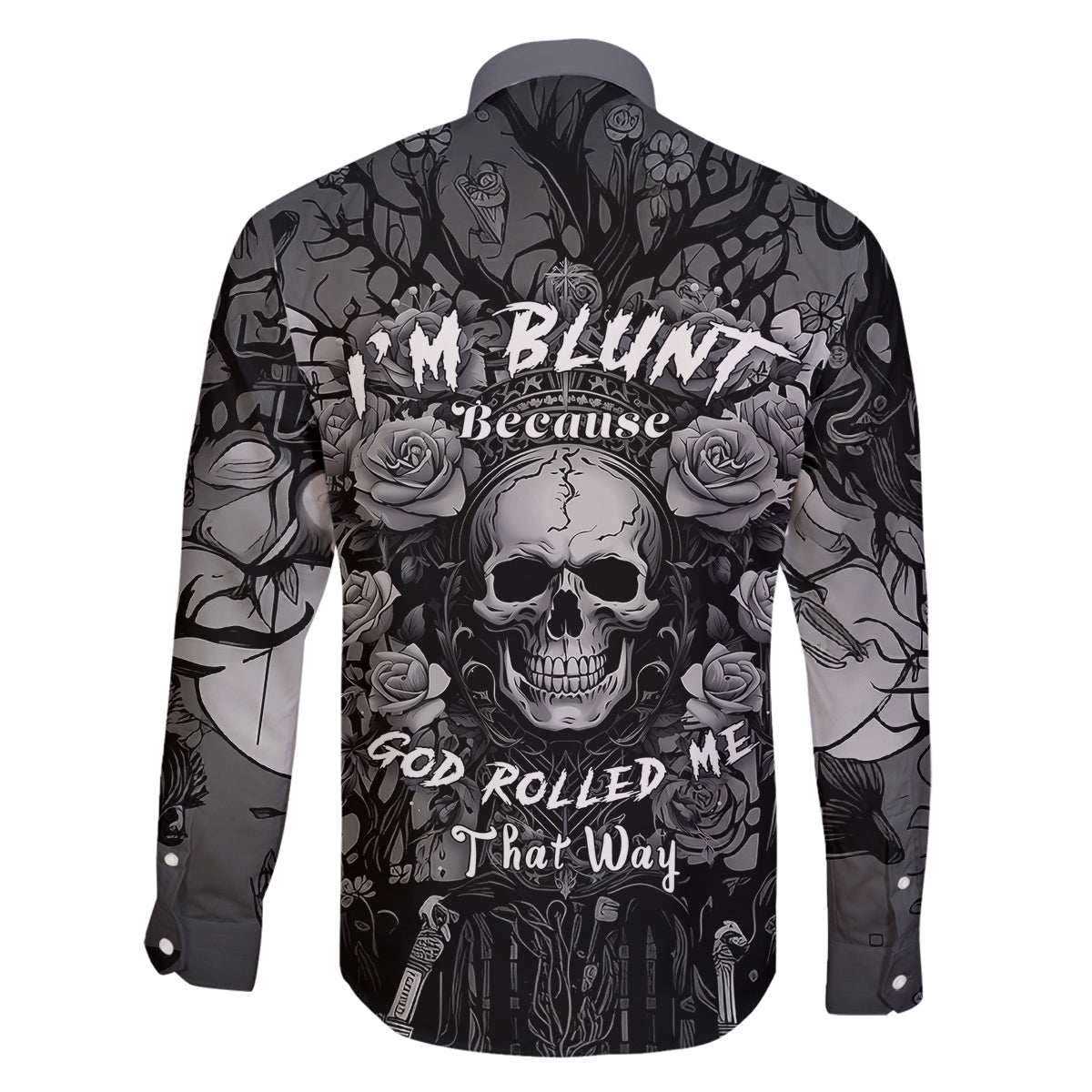 I'm Blunt Because God Rolled Me That Way Family Matching Off Shoulder Long Sleeve Dress and Hawaiian Shirt - Wonder Print Shop