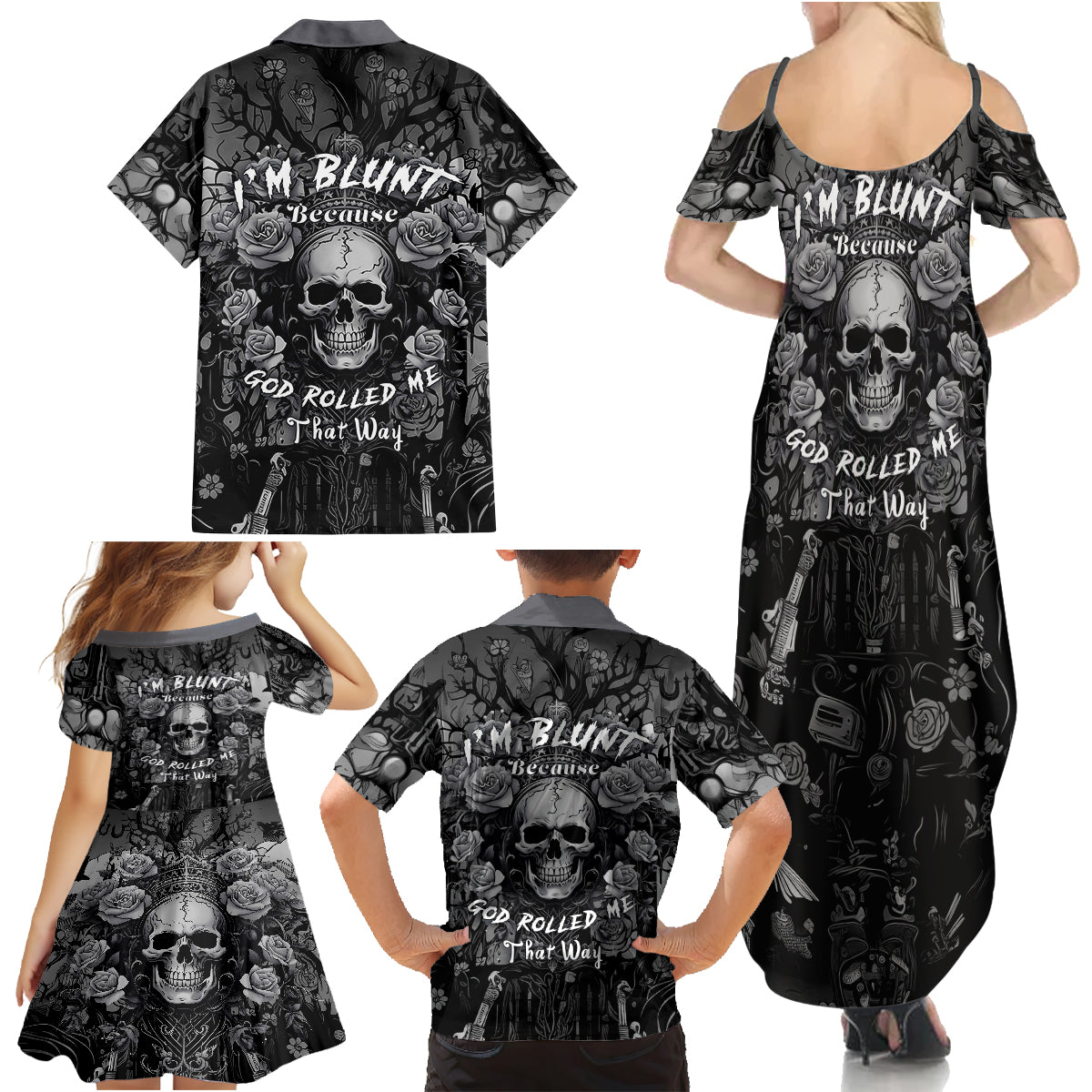 I'm Blunt Because God Rolled Me That Way Family Matching Summer Maxi Dress and Hawaiian Shirt - Wonder Print Shop
