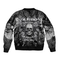 I'm Blunt Because God Rolled Me That Way Sleeve Zip Bomber Jacket - Wonder Print Shop