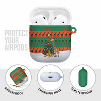 Giraffes Decorating Tree Gifts AirPods Case with Orange Green Holiday Pattern Design - Wonder Print Shop