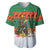 Giraffes Decorating Tree Gifts Baseball Jersey with Orange Green Holiday Pattern Design - Wonder Print Shop