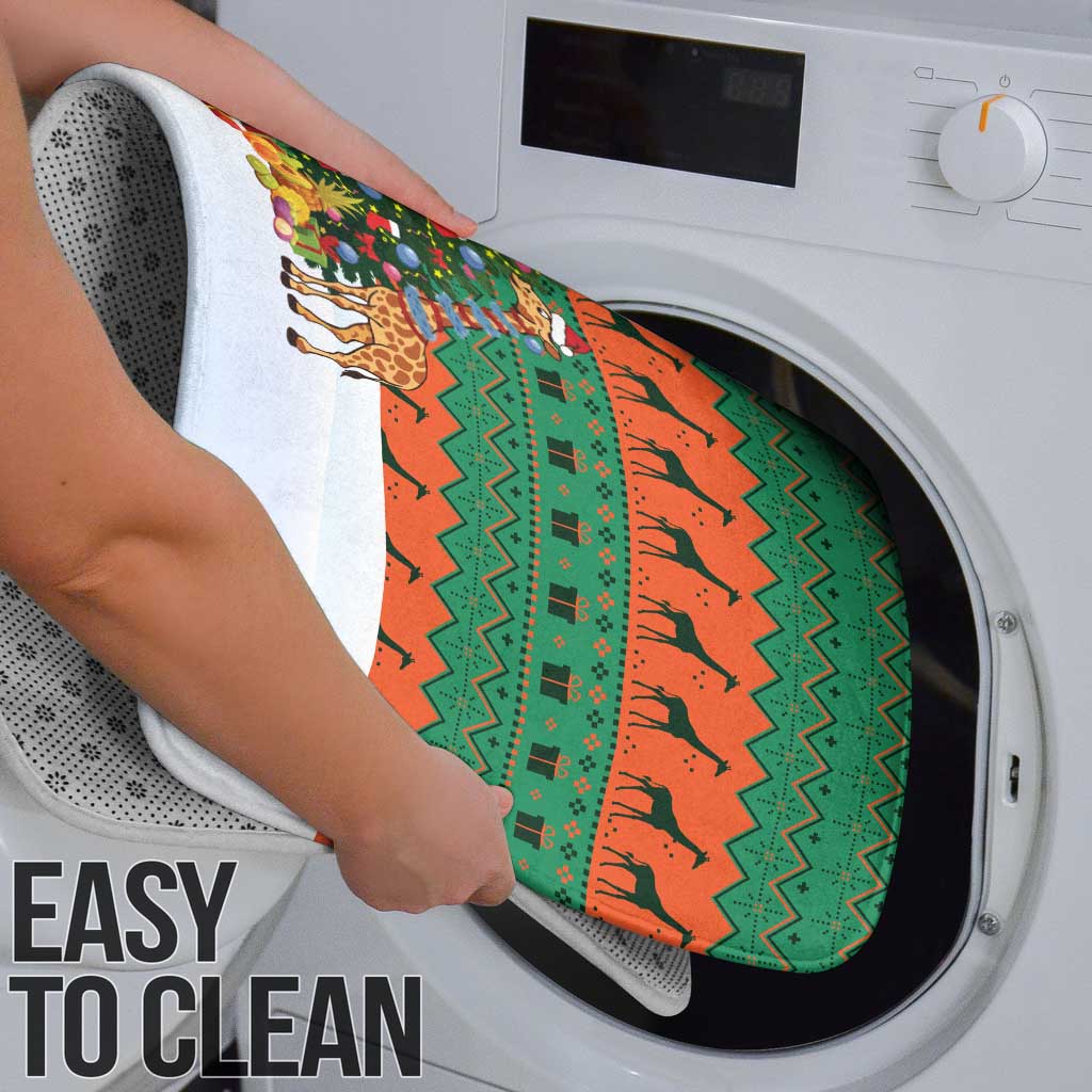 Giraffes Decorating Tree Gifts Bathroom Set with Orange Green Holiday Pattern Design - Wonder Print Shop