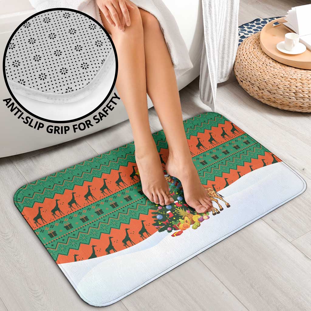 Giraffes Decorating Tree Gifts Bathroom Set with Orange Green Holiday Pattern Design - Wonder Print Shop