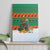 Giraffes Decorating Tree Gifts Canvas Wall Art with Orange Green Holiday Pattern Design - Wonder Print Shop