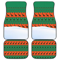 Giraffes Decorating Tree Gifts Car Mats with Orange Green Holiday Pattern Design - Wonder Print Shop