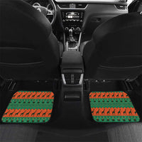 Giraffes Decorating Tree Gifts Car Mats with Orange Green Holiday Pattern Design - Wonder Print Shop