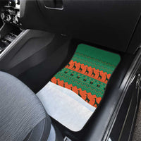 Giraffes Decorating Tree Gifts Car Mats with Orange Green Holiday Pattern Design - Wonder Print Shop