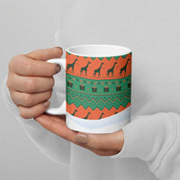 Giraffes Decorating Tree Gifts Ceramic Mug with Orange Green Holiday Pattern Design - Wonder Print Shop