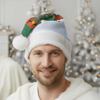 Giraffes Decorating Tree Gifts Christmas Santa Hat with Orange Green Holiday Pattern Design - Wonder Print Shop