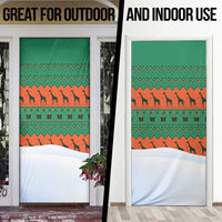 Giraffes Decorating Tree Gifts Door Cover with Orange Green Holiday Pattern Design - Wonder Print Shop