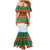 Giraffes Decorating Tree Gifts Family Matching Mermaid Dress and Hawaiian Shirt with Orange Green Holiday Pattern Design - Wonder Print Shop