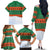 Giraffes Decorating Tree Gifts Family Matching Off The Shoulder Long Sleeve Dress and Hawaiian Shirt with Orange Green Holiday Pattern Design - Wonder Print Shop