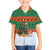 Giraffes Decorating Tree Gifts Family Matching Off The Shoulder Long Sleeve Dress and Hawaiian Shirt with Orange Green Holiday Pattern Design - Wonder Print Shop