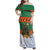 Giraffes Decorating Tree Gifts Family Matching Off Shoulder Maxi Dress and Hawaiian Shirt with Orange Green Holiday Pattern Design - Wonder Print Shop