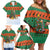 Giraffes Decorating Tree Gifts Family Matching Off Shoulder Short Dress and Hawaiian Shirt with Orange Green Holiday Pattern Design - Wonder Print Shop