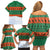 Giraffes Decorating Tree Gifts Family Matching Off Shoulder Short Dress and Hawaiian Shirt with Orange Green Holiday Pattern Design - Wonder Print Shop