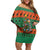 Giraffes Decorating Tree Gifts Family Matching Off Shoulder Short Dress and Hawaiian Shirt with Orange Green Holiday Pattern Design - Wonder Print Shop
