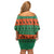 Giraffes Decorating Tree Gifts Family Matching Off Shoulder Short Dress and Hawaiian Shirt with Orange Green Holiday Pattern Design - Wonder Print Shop