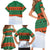 Giraffes Decorating Tree Gifts Family Matching Short Sleeve Bodycon Dress and Hawaiian Shirt with Orange Green Holiday Pattern Design - Wonder Print Shop