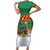 Giraffes Decorating Tree Gifts Family Matching Short Sleeve Bodycon Dress and Hawaiian Shirt with Orange Green Holiday Pattern Design - Wonder Print Shop