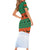 Giraffes Decorating Tree Gifts Family Matching Short Sleeve Bodycon Dress and Hawaiian Shirt with Orange Green Holiday Pattern Design - Wonder Print Shop