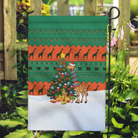 Giraffes Decorating Tree Gifts Garden Flag with Orange Green Holiday Pattern Design - Wonder Print Shop