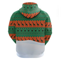 Giraffes Decorating Tree Gifts Hoodie with Orange Green Holiday Pattern Design - Wonder Print Shop